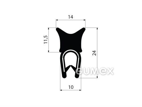 GUMMIPROFIL PIRELI U-FORM MIT OBERER DICHTUNG - DICHTUNG MIT ARMIERUNG - PVC